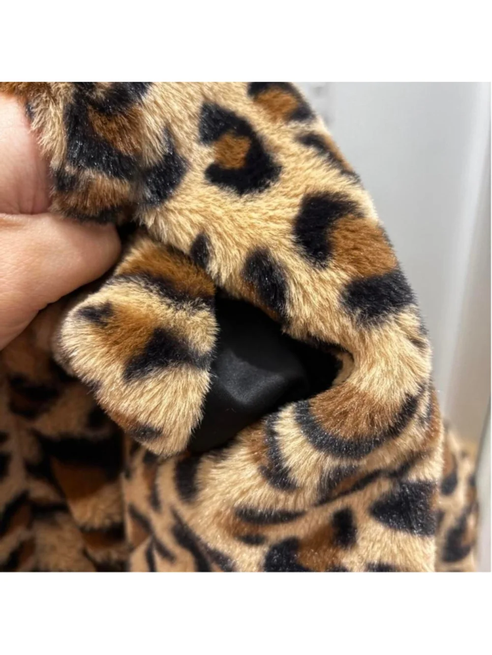Leopard print faux fur coat